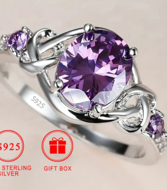Elegant French-Style 925 Sterling Silver Engagement