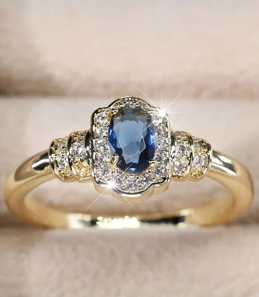 Elegant Promise Ring 18k Gold Plated Inlaid Shining Zirconia