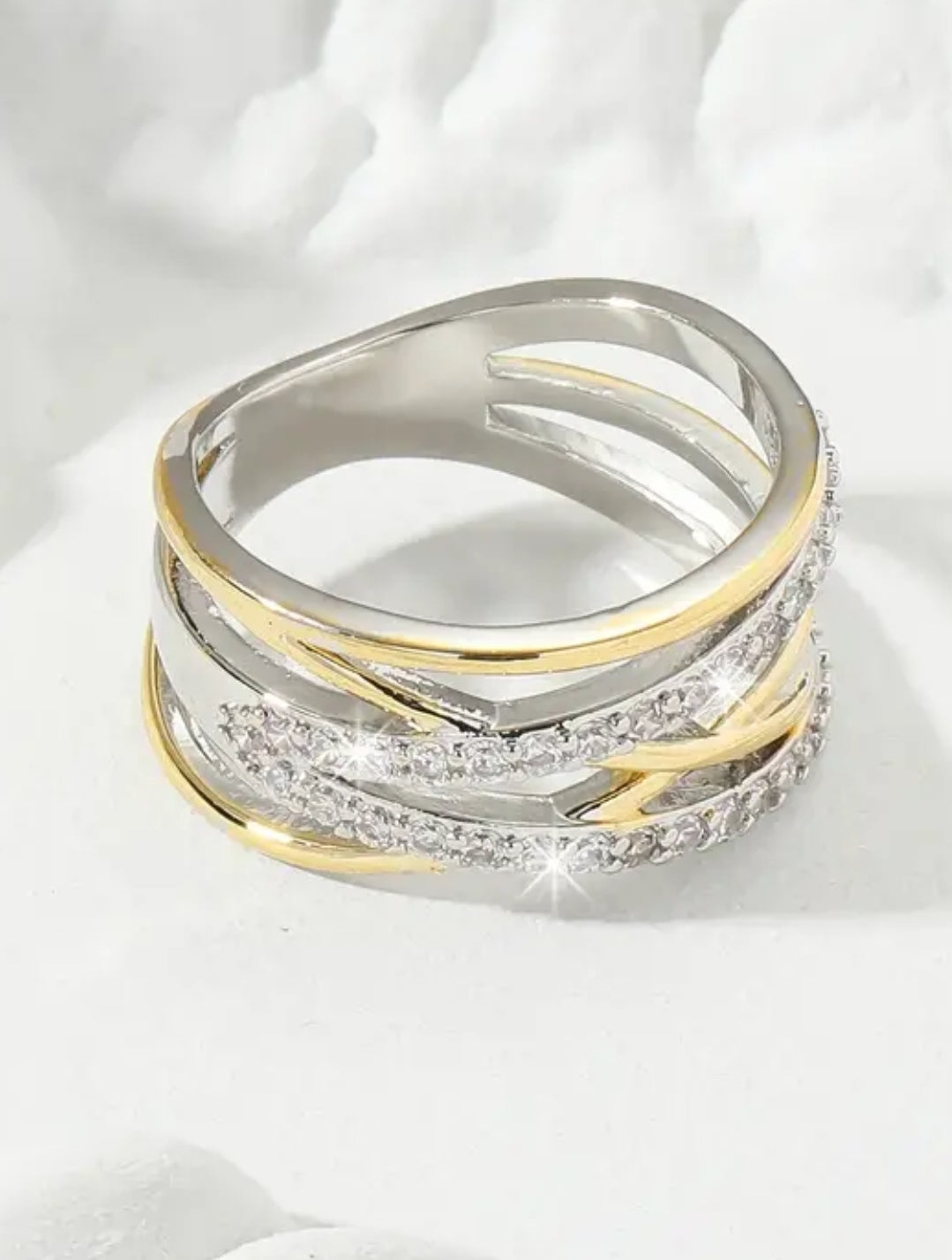 Luxury Infinity zirconia Eternity Ring 18K Gold Plated Wedding Engagement Party Decor For Bride Women Girls Gift