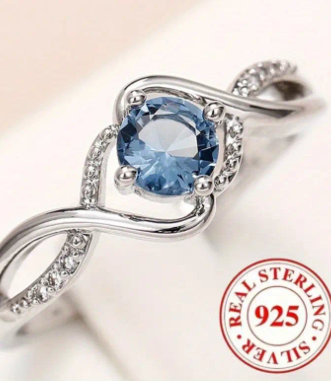 2.4g~2.6g 925 Pure Silvery Gorgeous Elegant Blue Ring
