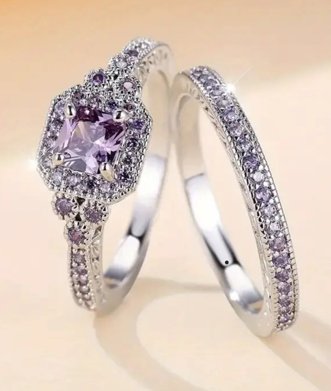 2pcs Fashionable Luxurious Decorative Rings, Engagement Wedding Party Jewelry, Anniversary Valentine's Day Birthday Gift