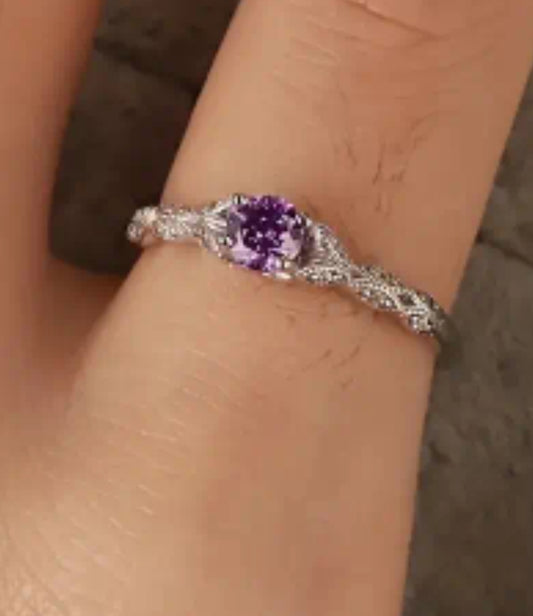 1pc Stylish And Gorgeous Purple Cubic Zirconia Pattern Exquisite Ring