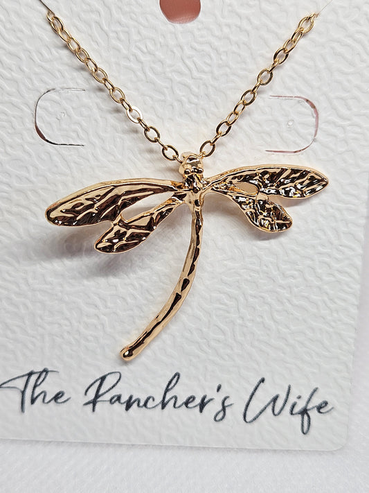 Gold-Tone Dragonfly Necklace