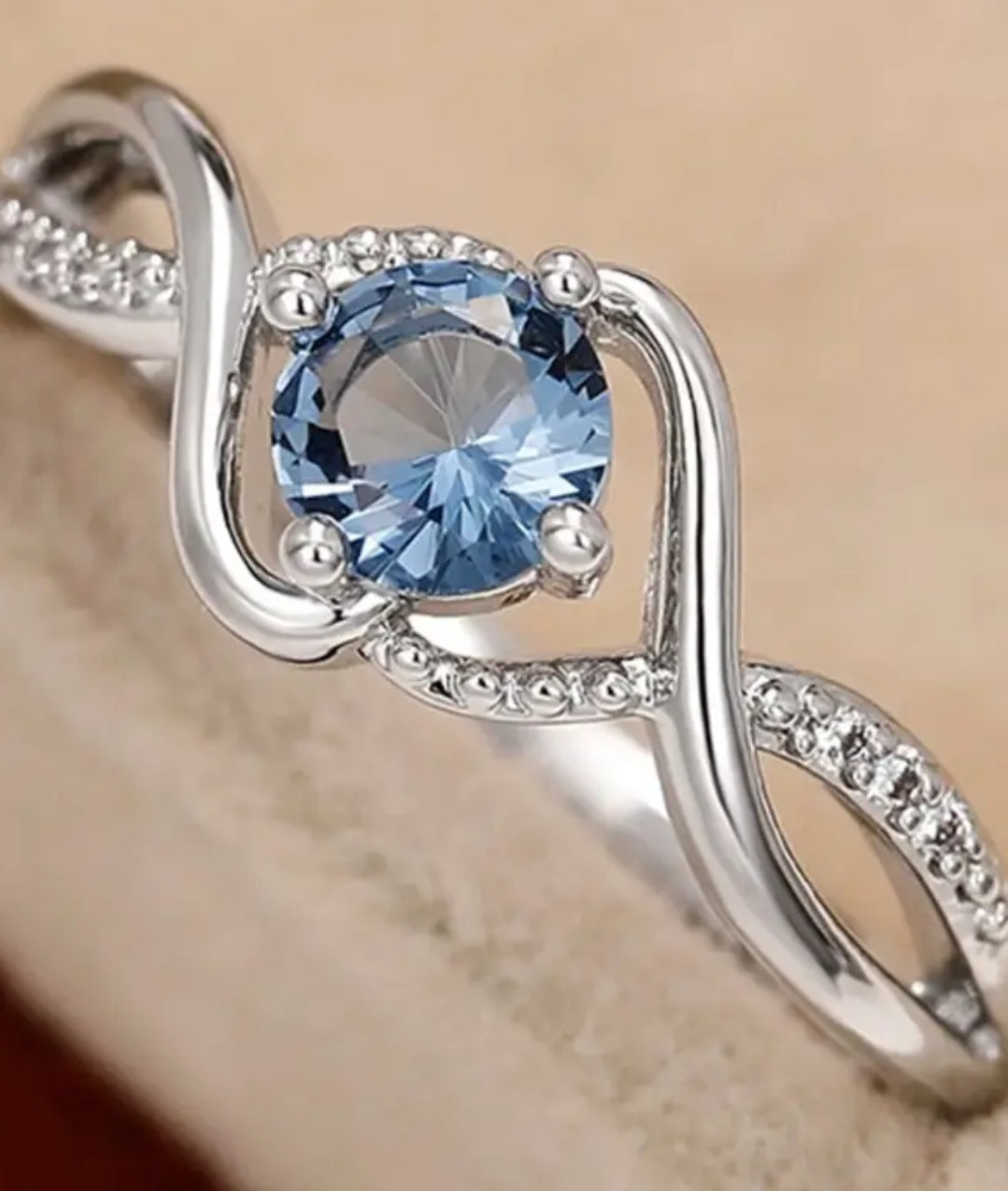 2.4g~2.6g 925 Pure Silvery Gorgeous Elegant Blue Ring
